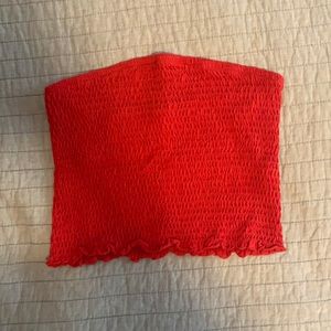 Cropped red tube top